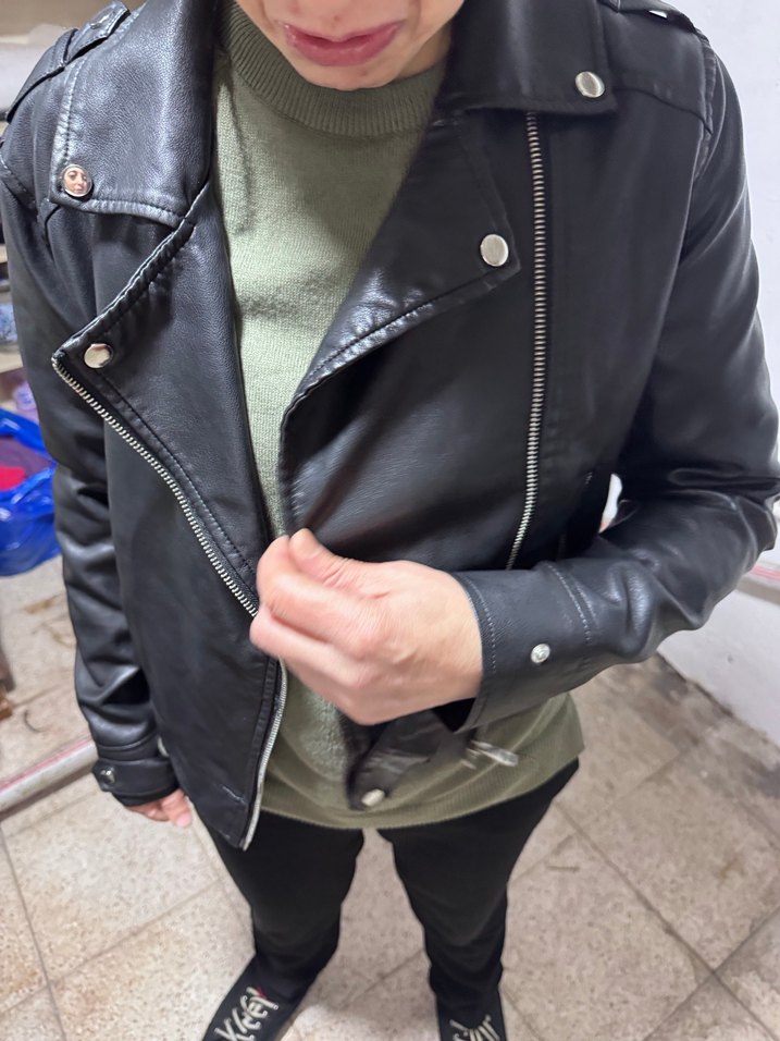 Siyah Deri Rock Punk Ceket - Görsel 5