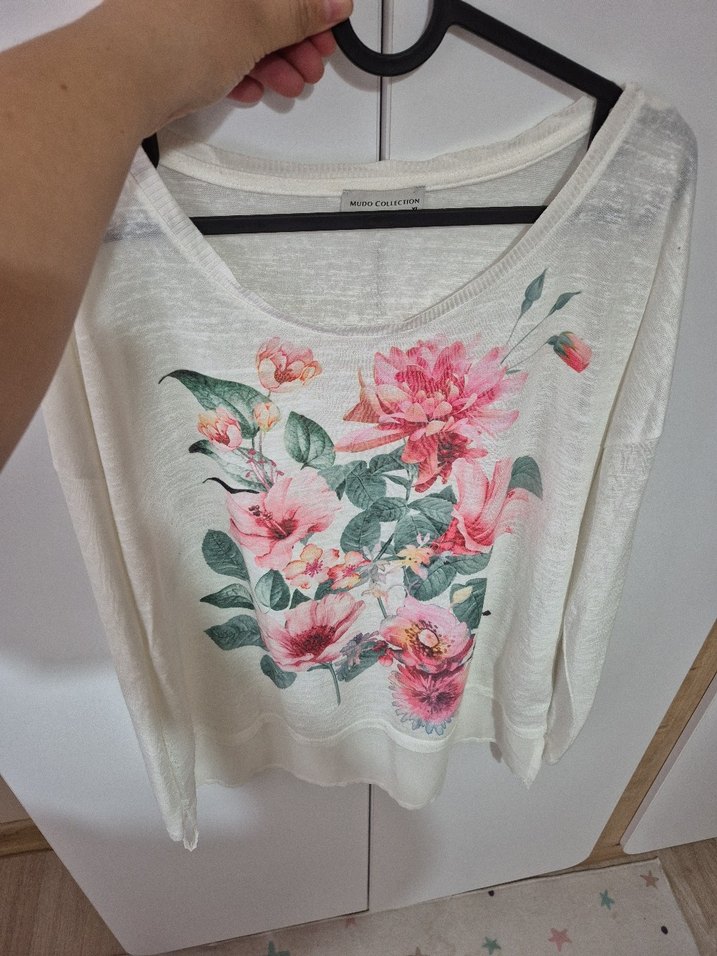 Uzun Kollu Çiçek Desenli Bohem Pamuklu Bluz - Görsel 5