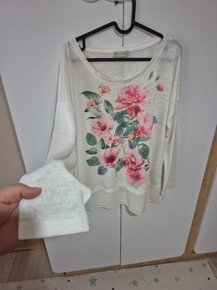 Uzun Kollu Çiçek Desenli Bohem Pamuklu Bluz - Görsel 4