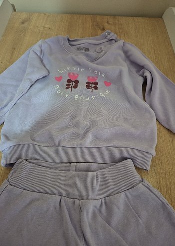 Uzun Kollu lila renkde Örme Bebek Kız Takımı - Görsel 3