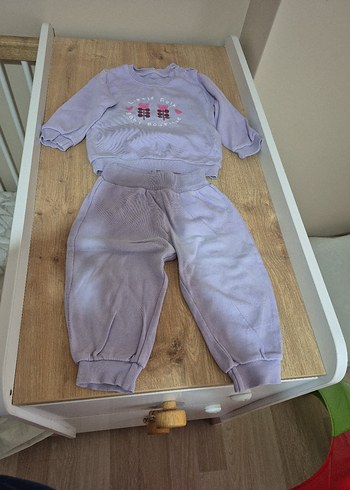 Uzun Kollu lila renkde Örme Bebek Kız Takımı - Görsel 2