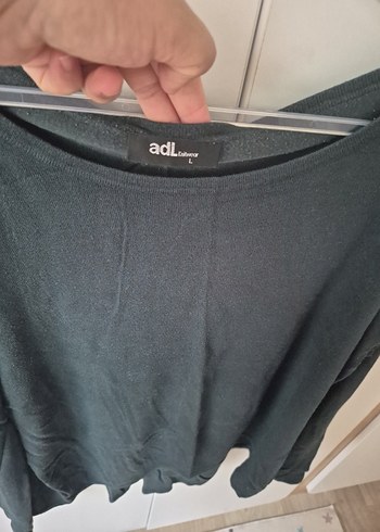 yeşil renkde Kadın pamuk Uzun Kollu Salaş Kazak - Görsel 8