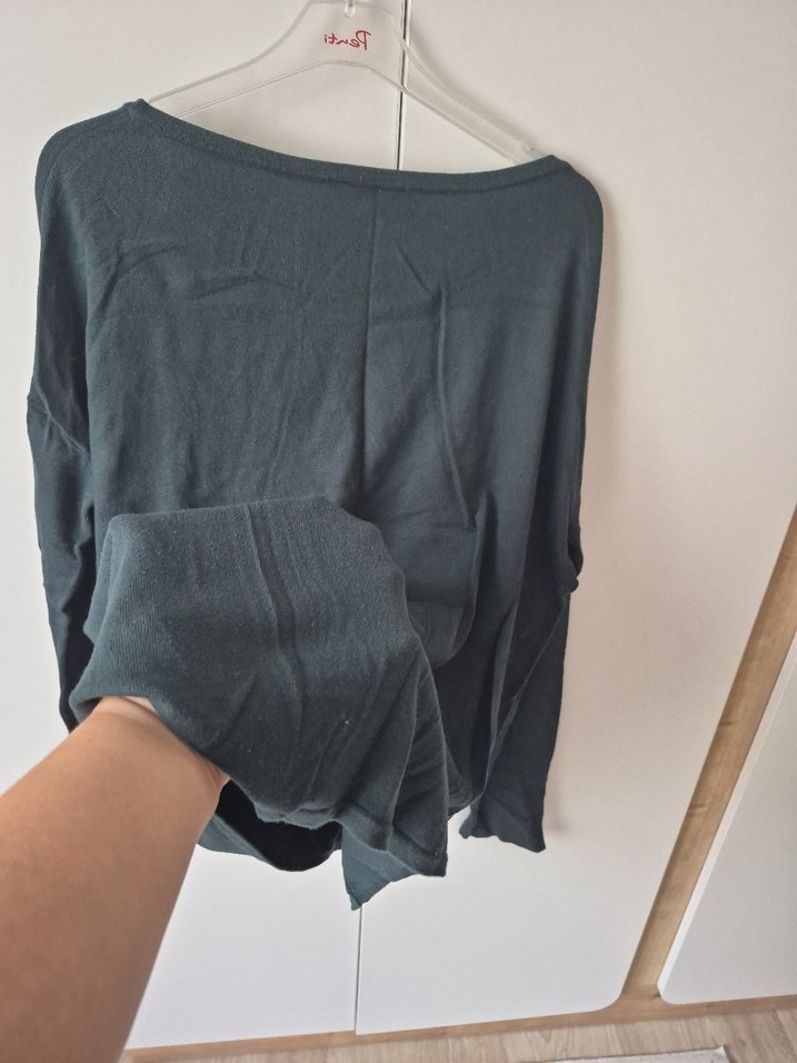 yeşil renkde Kadın pamuk Uzun Kollu Salaş Kazak - Görsel 4