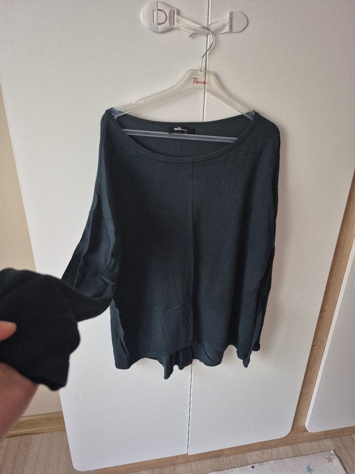 yeşil renkde Kadın pamuk Uzun Kollu Salaş Kazak - Görsel 2