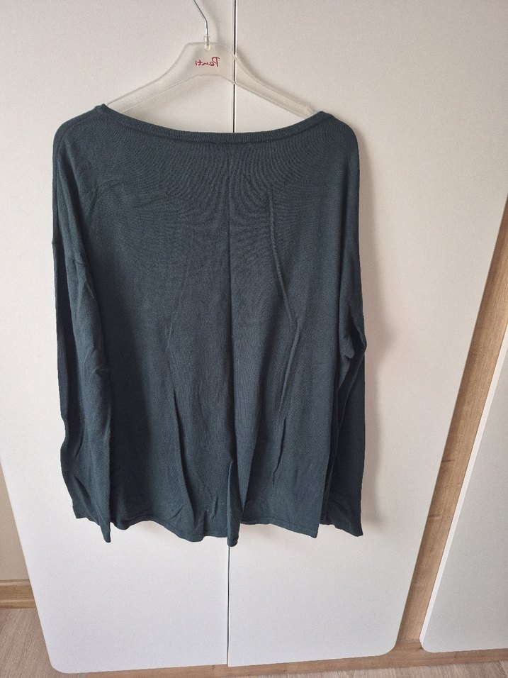 yeşil renkde Kadın pamuk Uzun Kollu Salaş Kazak - Görsel 5