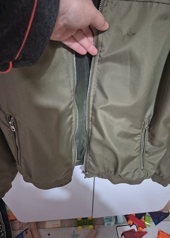 Haki renk Fermuarlı Erkek Ceket - Görsel 8