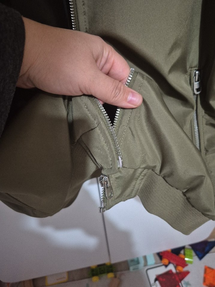 Haki renk Fermuarlı Erkek Ceket - Görsel 5