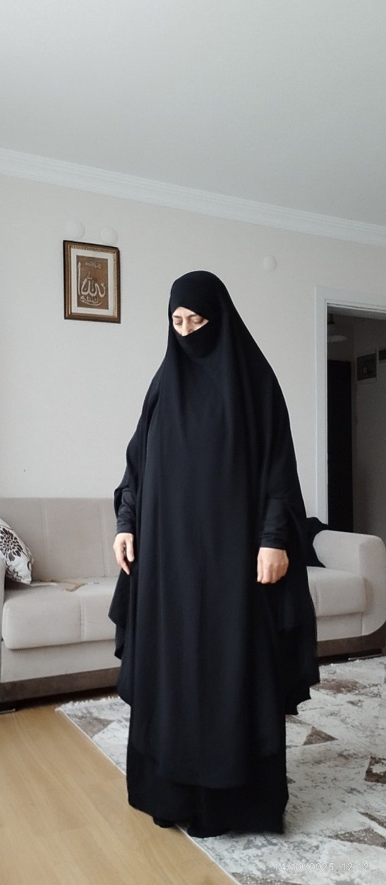 Kadın Siyah Uzun Kollu Uzun Siyah sufle - Görsel 2