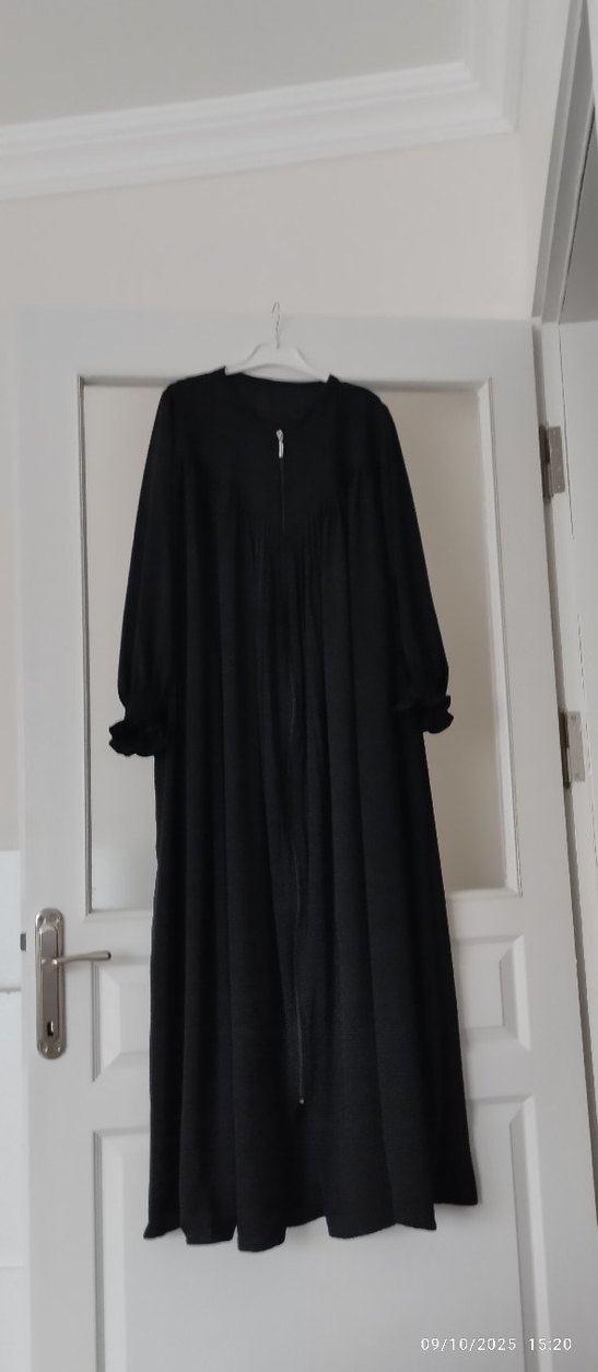 Uzun Siyah Medine ipegi Salaş Elbise - Görsel 4