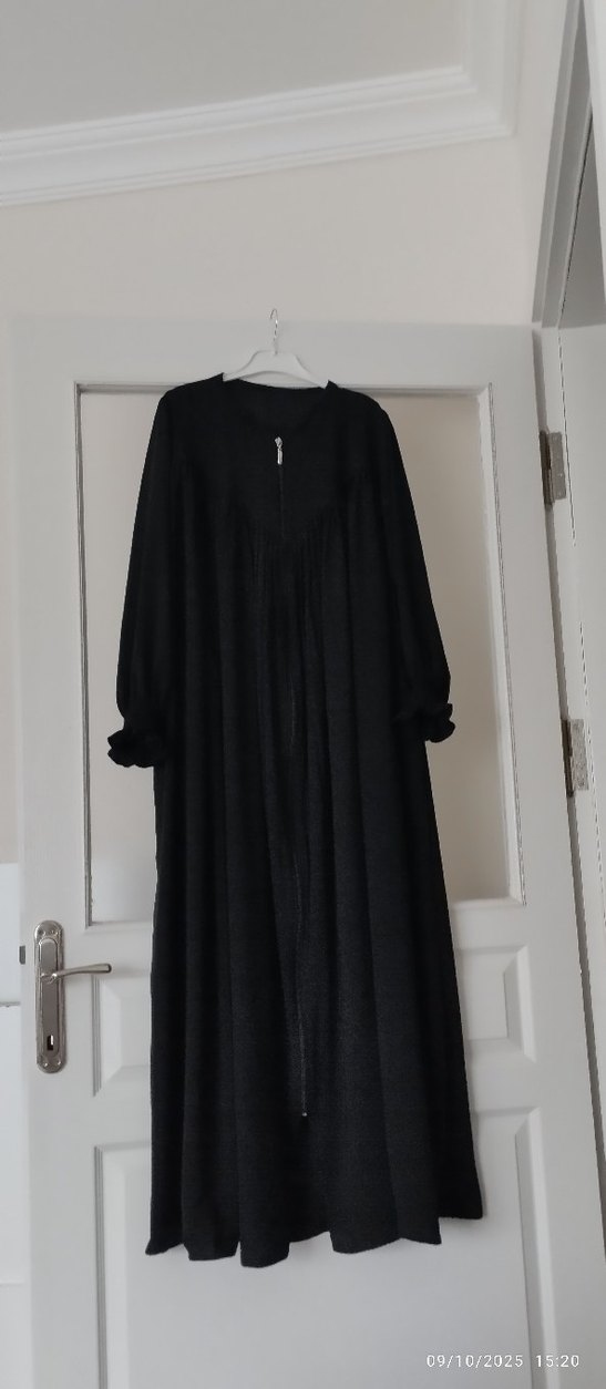 Uzun Siyah Medine ipegi Salaş Elbise - Görsel 3