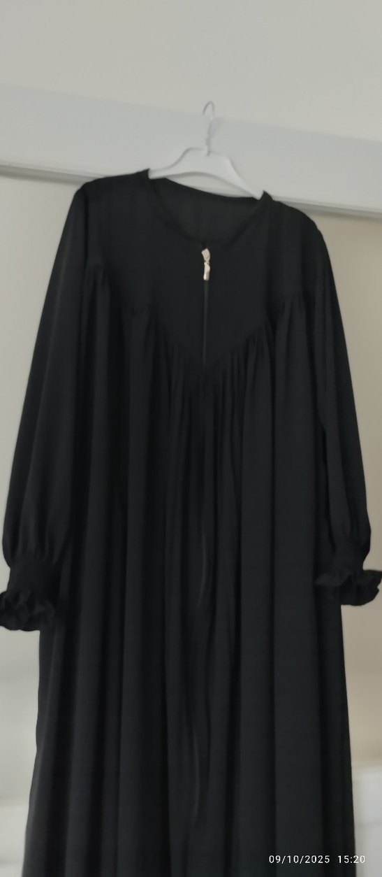 Uzun Siyah Medine ipegi Salaş Elbise - Görsel 2