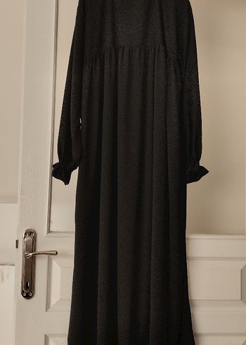 Uzun Siyah Keten Kadın Elbise - Görsel 6