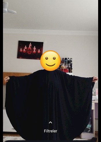 Uzun Siyah Gotik Kadın panço - Görsel 4