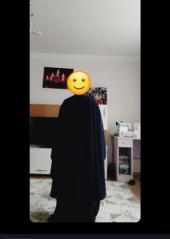 Uzun Siyah Gotik Kadın panço - Görsel 3