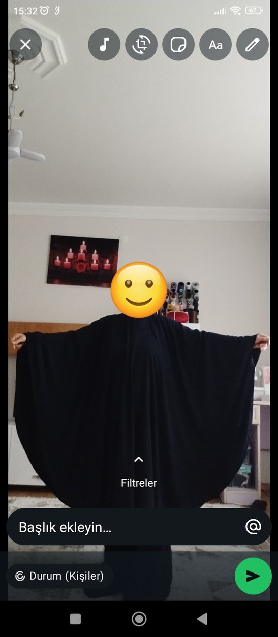 Uzun Siyah Gotik Kadın panço - Görsel 4