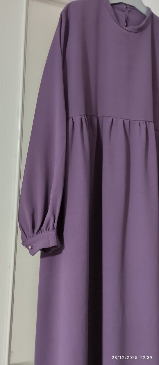 Mor Uzun Kollu Salaş Elbise - Görsel 3
