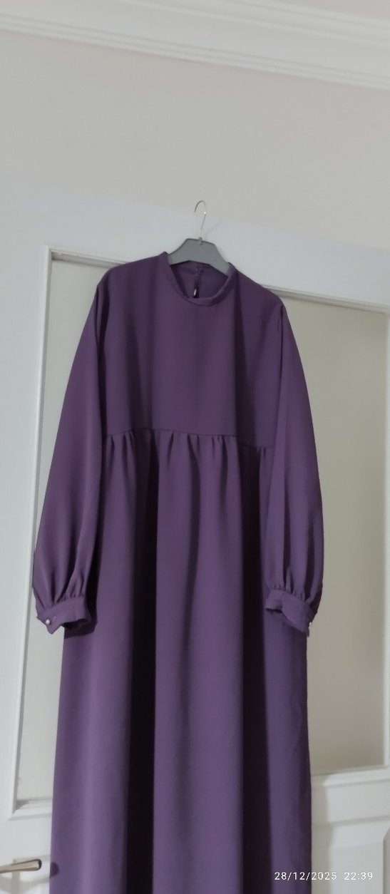 Mor Uzun Kollu Salaş Elbise - Görsel 4