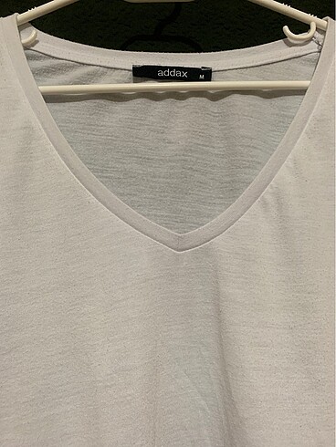 Addax Beyaz v yaka tişört