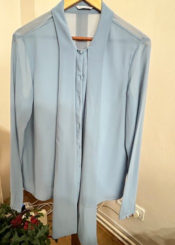 Mavi Kadın Uzun Kollu Uzun Gömlek - Görsel 2