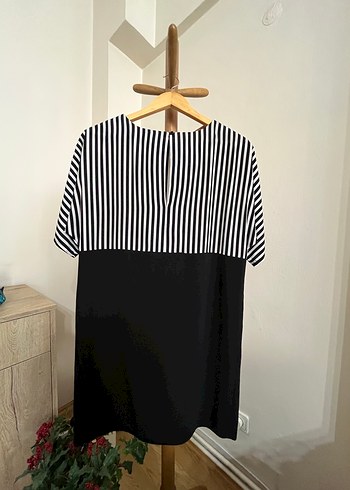 Twist Siyah Beyaz Çizgili Elbise - Görsel 3