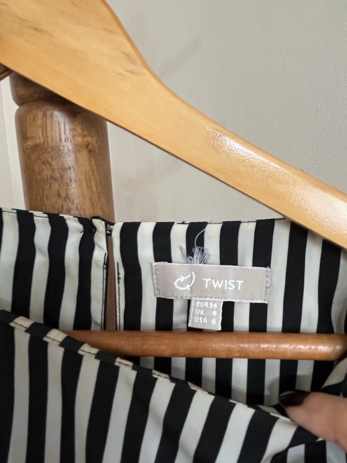 Twist Siyah Beyaz Çizgili Elbise - Görsel 5