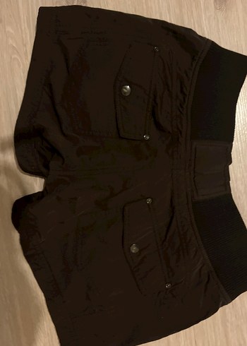 Kahverengi Fermuarlı Mini Hamile Şortu - Görsel 2