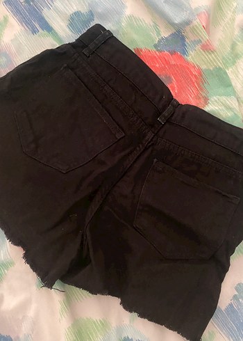 m Beden Siyah Mini Kot Şort Loose Fit