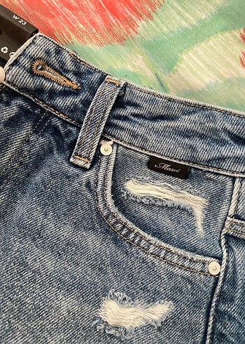 xs Beden mavi Renk Mavi Mini Denim Şort