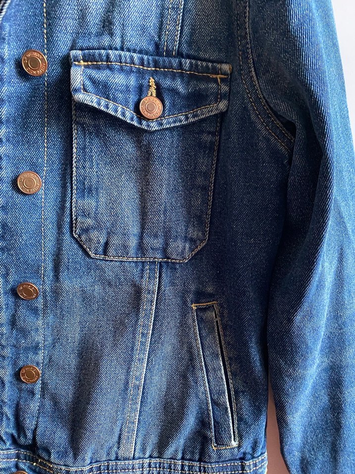 Kadın Mavi Kot Ceket, Kürklü Yaka - Görsel 3