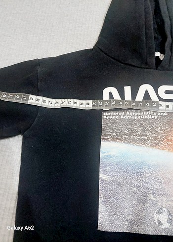 NASA Baskılı Siyah Kapüşonlu Sweatshirt - Görsel 3