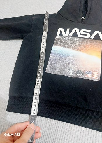 NASA Baskılı Siyah Kapüşonlu Sweatshirt - Görsel 2