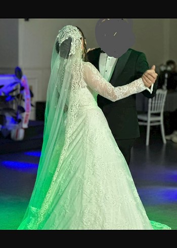 Vintage Dantelli Uzun Kollu fransız gelinlik - Görsel 2