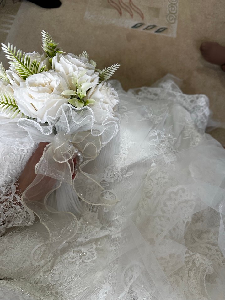 Vintage Dantelli Uzun Kollu fransız gelinlik - Görsel 4