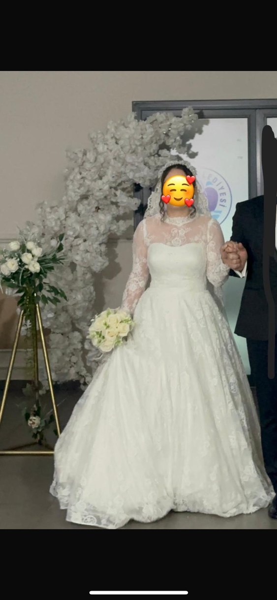 Vintage Dantelli Uzun Kollu fransız gelinlik - Görsel 3