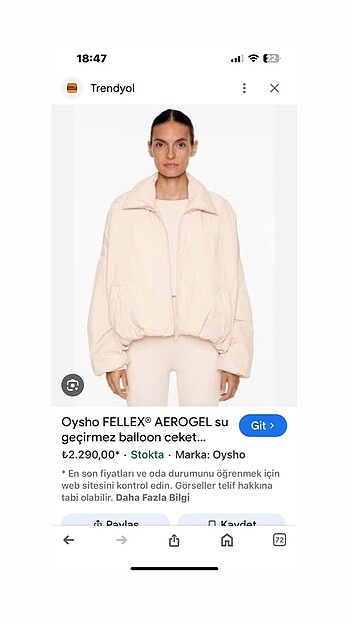 s Beden OYSHO su geçirmez mont