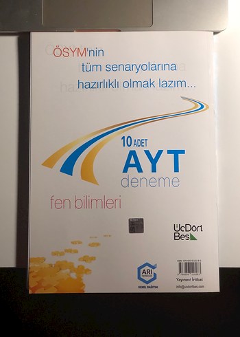 10 ADET AYT Fen Bilimleri Deneme Kitabı