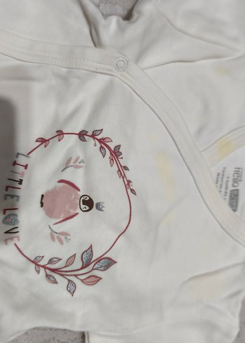 HelloBaby Uzun Kollu Fırfırlı Beyaz Bebek Kız Takımı