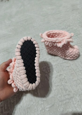 22 Beden Kız Çocuk Pembe Örgü Sıcak panduf