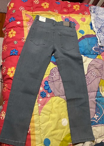 Gri Bağcıklı Erkek Çocuk Denim Pantolon
