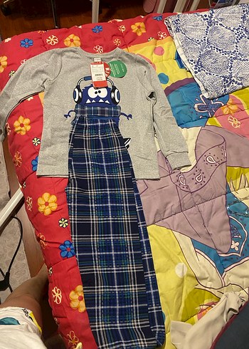 Erkek Çocuk Gri Uzun Kollu Pamuklu Pijama Takımı