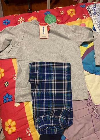 9 Yaş Beden Erkek Çocuk Gri Uzun Kollu Pamuklu Pijama Takımı