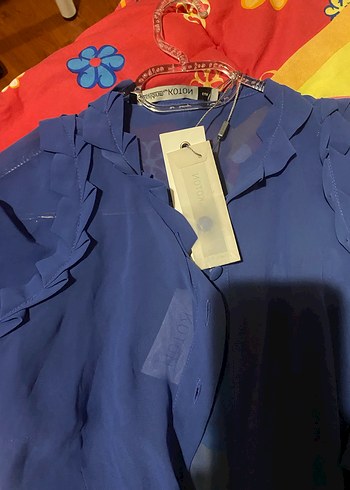 xs Beden Mavi Kadın Hamile Bluzu, Kısa Kollu, V Yaka