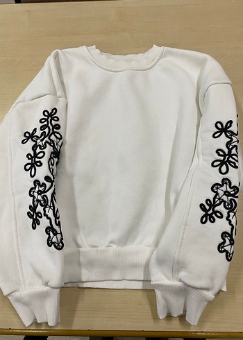 Bianco Lucci Nakışlı Beyaz Kadın Sweatshirt - Görsel 6