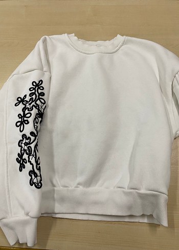 Bianco Lucci Nakışlı Beyaz Kadın Sweatshirt - Görsel 5