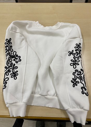 Bianco Lucci Nakışlı Beyaz Kadın Sweatshirt - Görsel 4