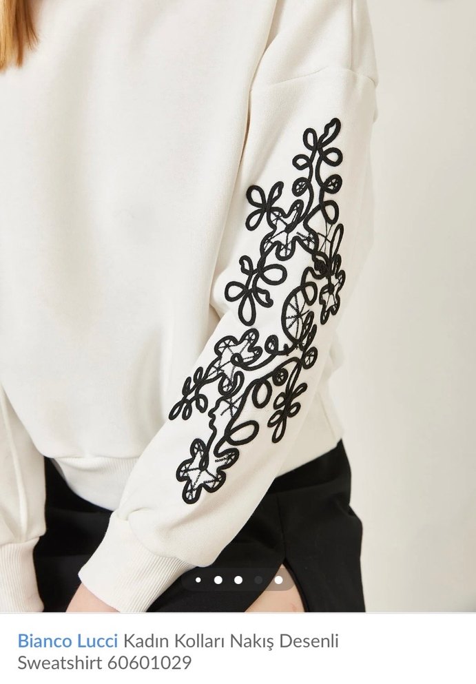 Bianco Lucci Nakışlı Beyaz Kadın Sweatshirt - Görsel 2