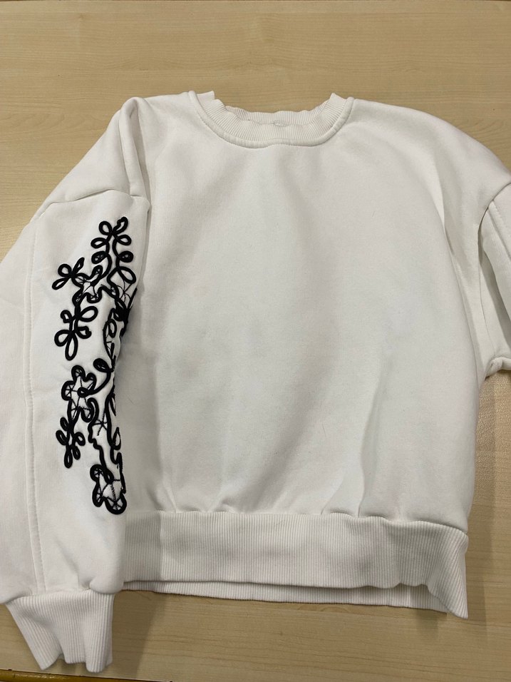 Bianco Lucci Nakışlı Beyaz Kadın Sweatshirt - Görsel 5