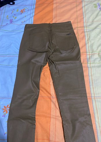 Haki Deri Kadın Pantolon - Görsel 5