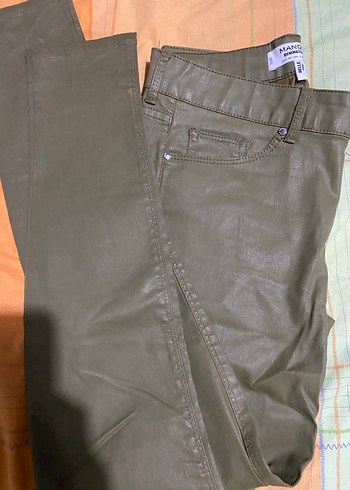 Haki Deri Kadın Pantolon - Görsel 6