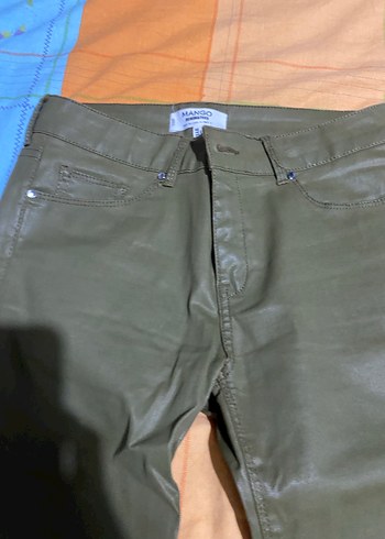 Haki Deri Kadın Pantolon - Görsel 4